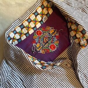 Robert Graham Shirt Mens Sz XL Stripe Pattern Paisley Motif 100% Cotton